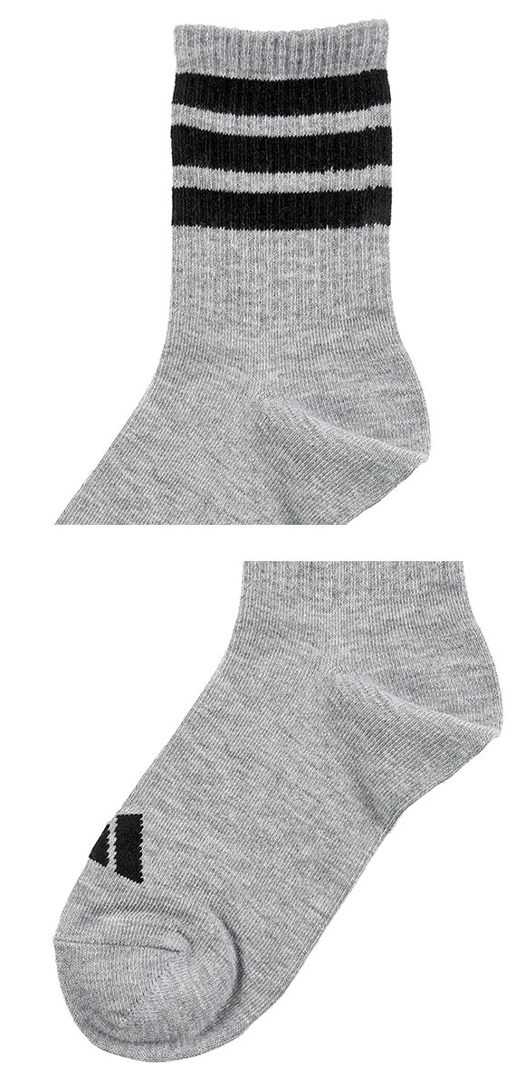 アディダス キッズ ジュニア クォーター丈 ソックス 3足セット 靴下 adidas 21-23cm
