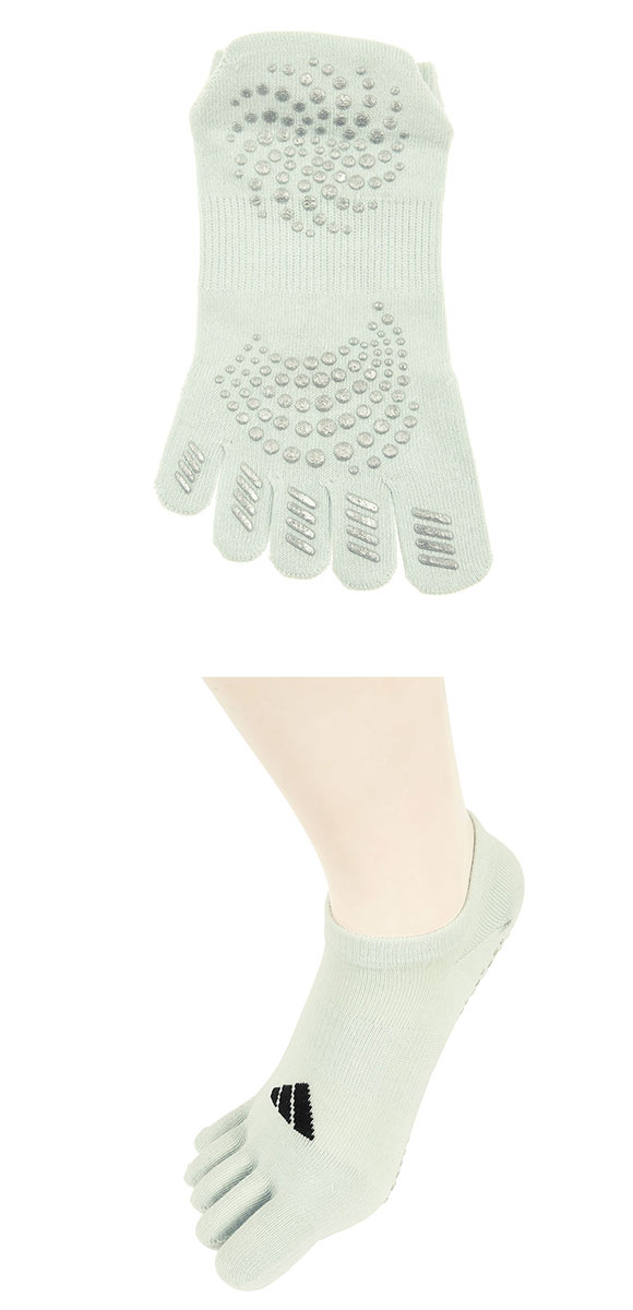 アディダス 滑り止め付き ワンポイントロゴ 5本指 スニーカー丈 ソックス レディース 靴下 23-25cm adidas