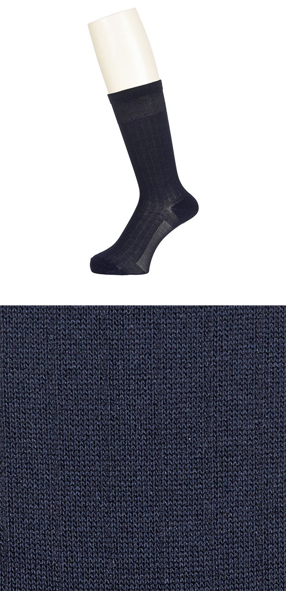 福助 満足 冷感 太リブ クルー丈 ソックス メンズ 靴下 クールタッチ 接触冷感 fukuske 25-26cm 26-27cm