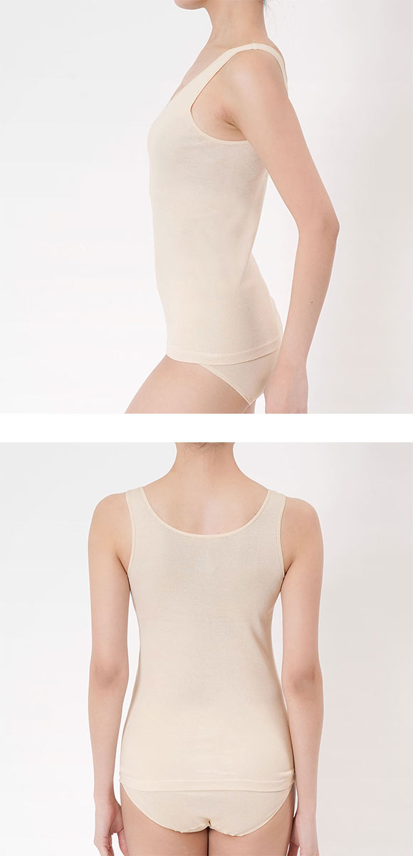 福助 満足 綿100％なのにひんやり タンクトップ レディース インナー 冷感綿 Fukuske