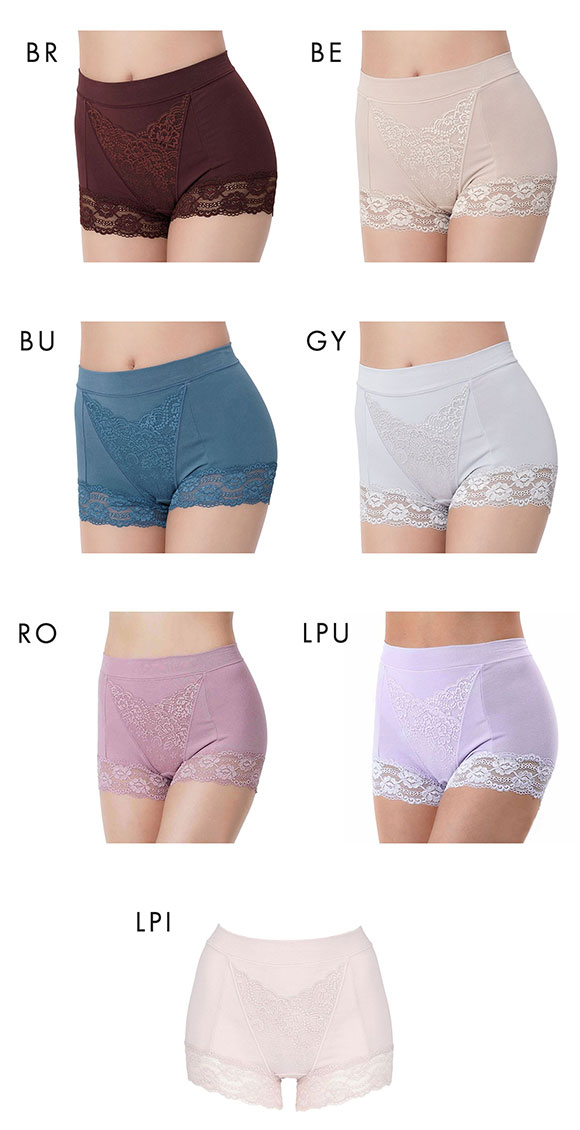 福助 Fukuske 集中美腹メイク 1分丈ショーツ やや深ばき フロントレース ボーイレングス レディース 単品