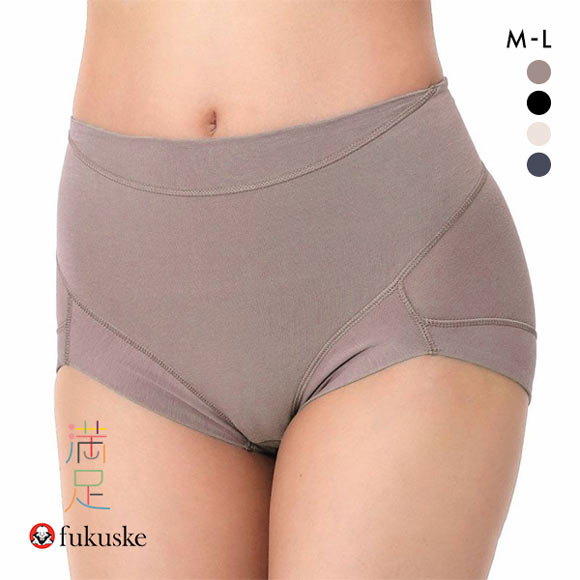 福助 fukuske 満足 お腹リフトアップ ショーツ やや深ばき レディース ノンレース 綿混 補正 抗菌防臭 ML
