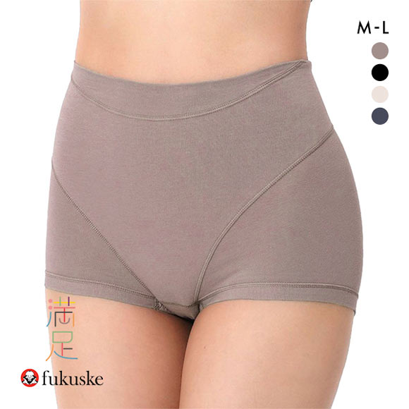 福助 fukuske 満足 お腹リフトアップ 1分丈 ショーツ レディース ノンレース 綿混 補正 抗菌防臭 ML