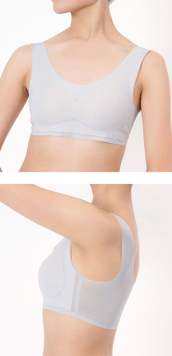 福助 満足 美涼活 メッシュ ハーフトップ レディース ノンワイヤー ブラジャー 接触冷感 ワイヤレス fukuske