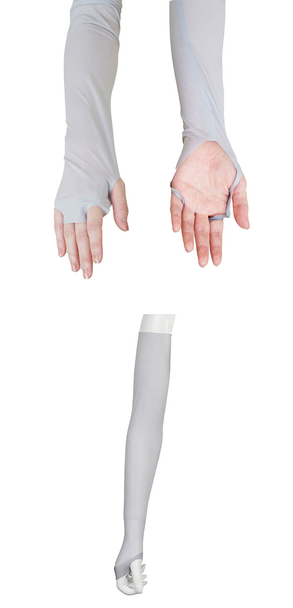 福助 満足 美涼活 冷感 ロングアームカバー 55cm丈 レディース fukuske 無地