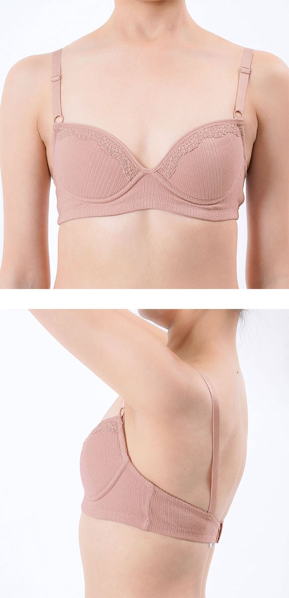 福助 キハダ モールドカップ ノンワイヤー ブラジャー レディース LL fukuske kihada