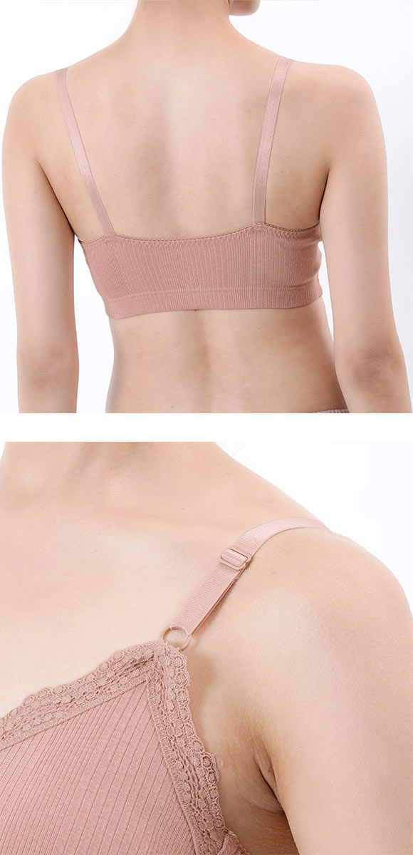 福助 キハダ ハーフトップ レディース ノンワイヤー ブラジャー M L fukuske kihada