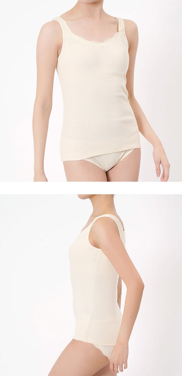 福助 kihada コットン100％ カップ付き タンクトップ レディース インナー fukuske キハダ