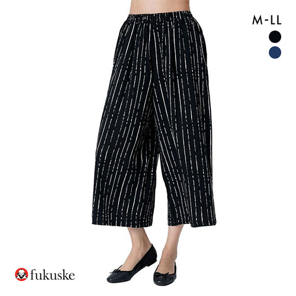 福助 fukuske レーヨン100％ ワイドロングパンツ ボトムス レディース ルームウェア パジャマ