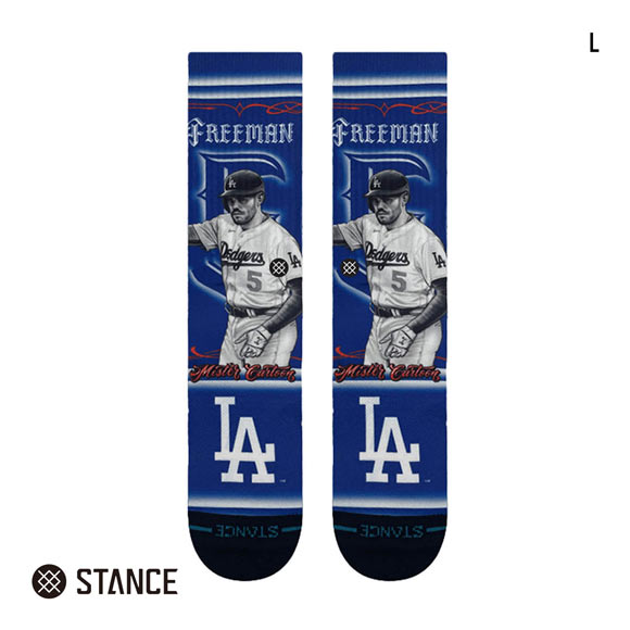 スタンス FREEMAN CARTOON CREW クルー丈 ソックス メンズ STANCE 青 靴下