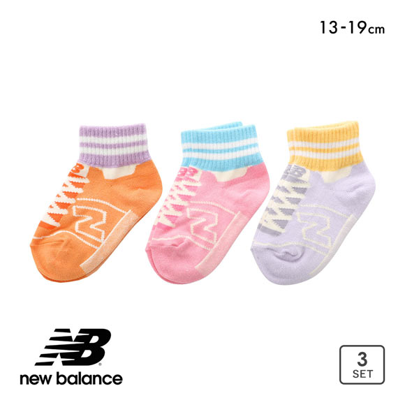 ニューバランス 女児 ショート丈 ソックス 3セット ガールズ 靴下 New Balance 13-19cm