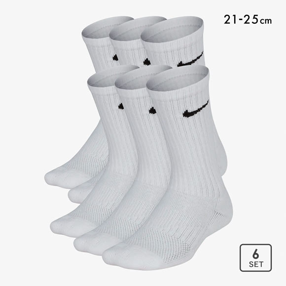 ナイキ キッズ エブリデイ クッション クルー ソックス 6足セット NIKE ボーイズ ガールズ ジュニア 靴下 6P 21-23 23-25