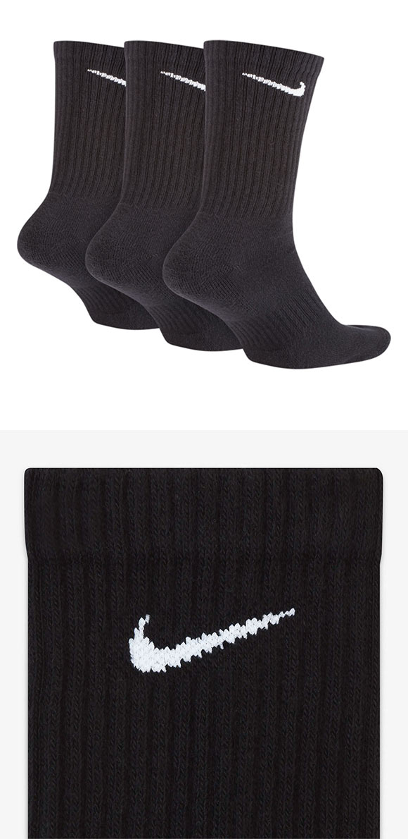 ナイキ NIKE エブリデイ クッション クルー丈 ソックス 3足組 靴下 レディース メンズ SX7664 21-23cm 23-25cm 25-27cm 27-29cm