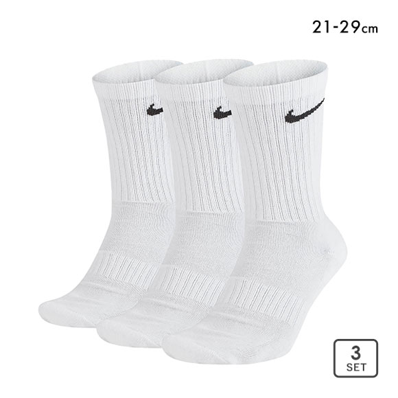 ナイキ NIKE エブリデイ クッション クルー丈 ソックス 3足組 靴下 レディース メンズ SX7664 21-23cm 23-25cm 25-27cm 27-29cm