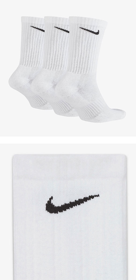 ナイキ NIKE エブリデイ クッション クルー丈 ソックス 3足組 靴下 レディース メンズ SX7664 21-23cm 23-25cm 25-27cm 27-29cm