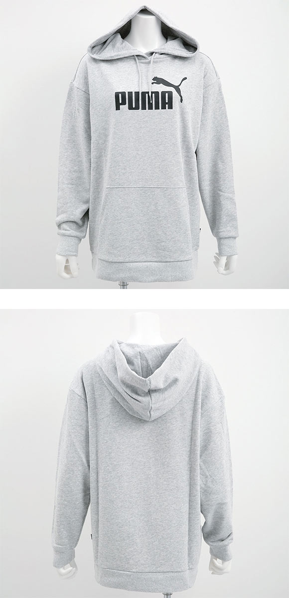 プーマ PUMA ESS エロンゲーテッド ロゴ フーディ スウェット レディース パーカー リラックスフィット