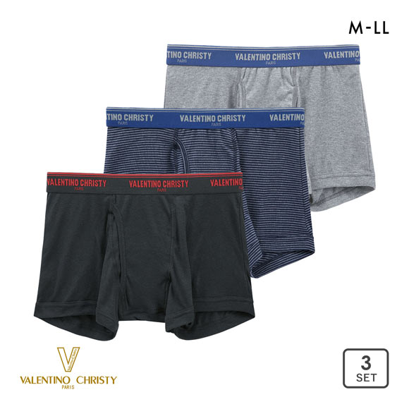 バレンチノクリスティ ボクサーブリーフ 3枚セット メンズ 綿混 前あき