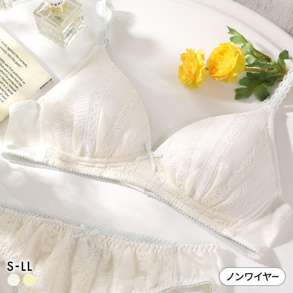 カジュアルフィーリング 縦レース ノンワイヤーブラ レディース リラクシング ワイヤレスブラ 単品 Casual Feeling