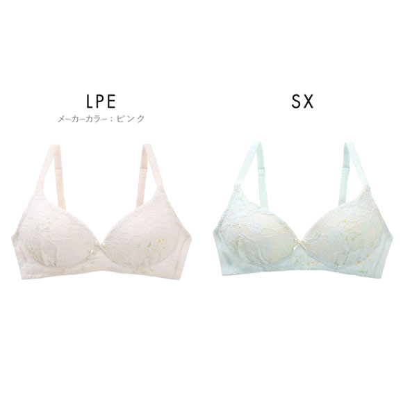 カジュアルフィーリング レース+フラワープリント ノンワイヤーブラ レディース リラクシング ワイヤレスブラ 単品 Casual Feeling