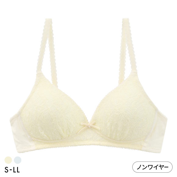 カジュアルフィーリング ニット風レース ノンワイヤーブラ レディース リラクシング ワイヤレスブラ 大きいサイズ Casual Feeling