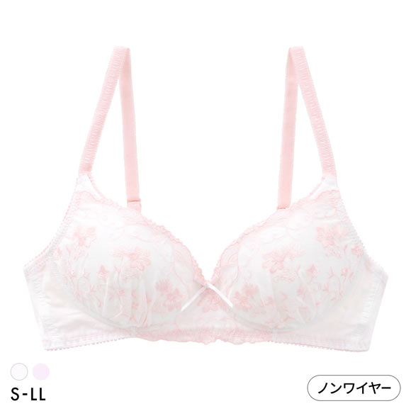 カジュアルフィーリング コットンレース ノンワイヤーブラ レディース リラクシング ワイヤレスブラ 大きいサイズ Casual Feeling