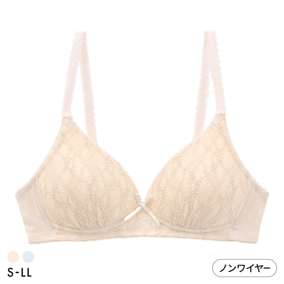 カジュアルフィーリング ふっくらレース ノンワイヤーブラ レディース リラクシング ワイヤレスブラ 大きいサイズ Casual Feeling