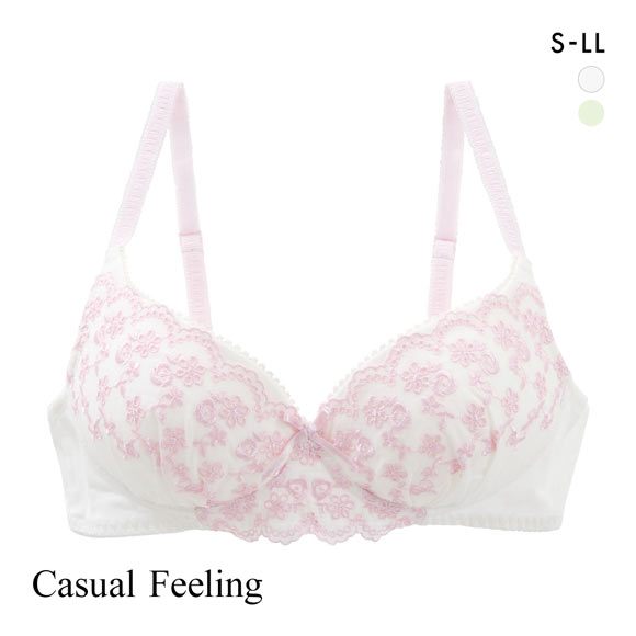 カジュアルフィーリング コットンレース ノンワイヤー ブラジャー レディース リラクシング Casual Feeling