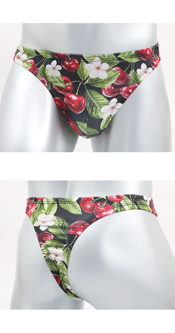 キングノバ チェリー柄 Tバック ビキニ パンツ メンズ 前とじ M L LL  KING NOVA ストレッチ プリント