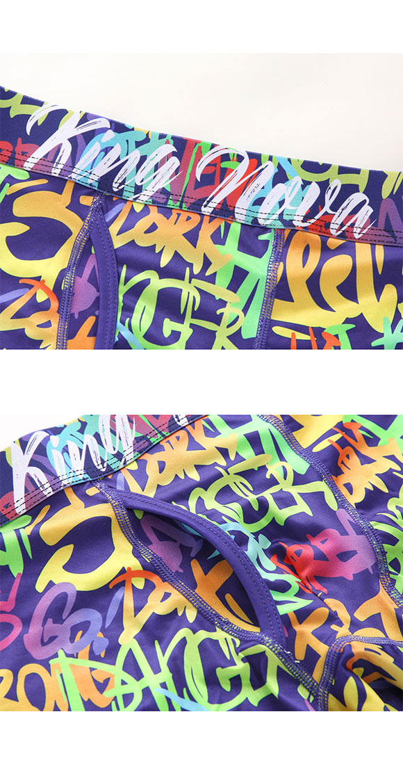 キングノバ 英字アート柄 ボクサーパンツ メンズ 前開き M L LL KING NOVA ストレッチ プリント