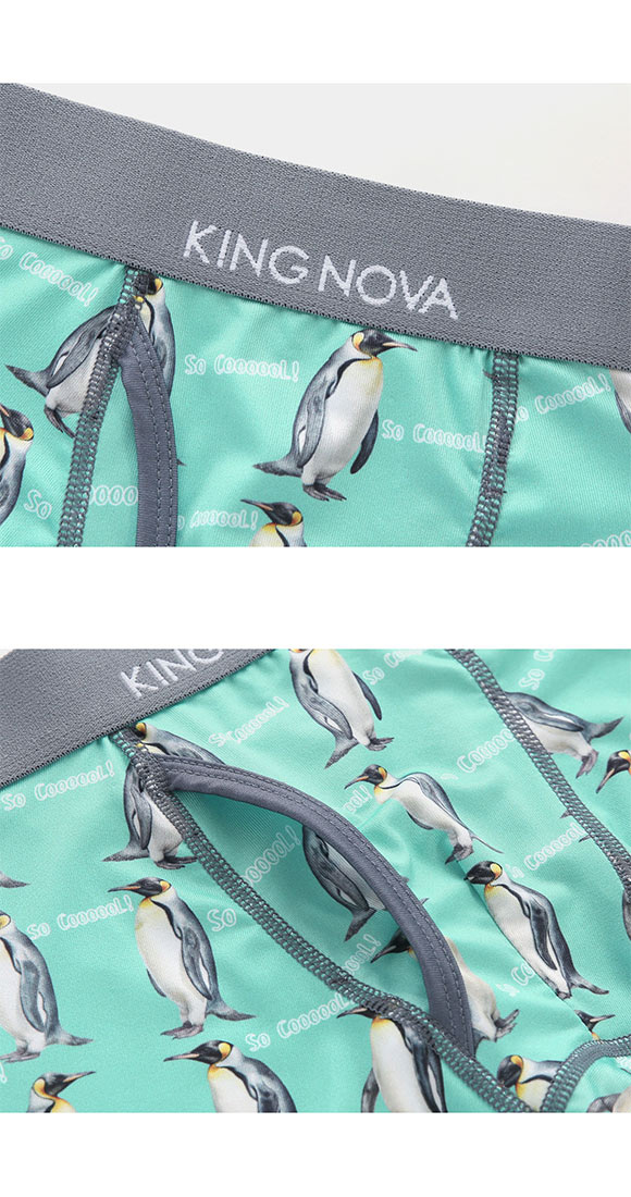 キングノバ ペンギン柄 ボクサーパンツ メンズ 前開き M L LL ストレッチ プリント 大きいサイズ KING NOVA