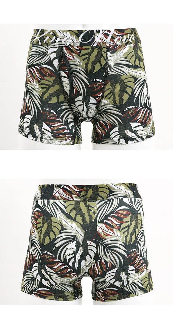 キングノバ ボタニカル柄 ボクサーパンツ メンズ 前開き M L LL ストレッチ プリント 大きいサイズ 贈り物 ギフト KING NOVA