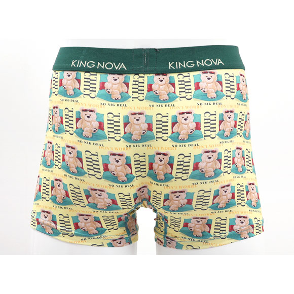 キングノバ チルくま柄 ボクサーパンツ メンズ 前開き M L LL ストレッチ プリント 大きいサイズ KING NOVA