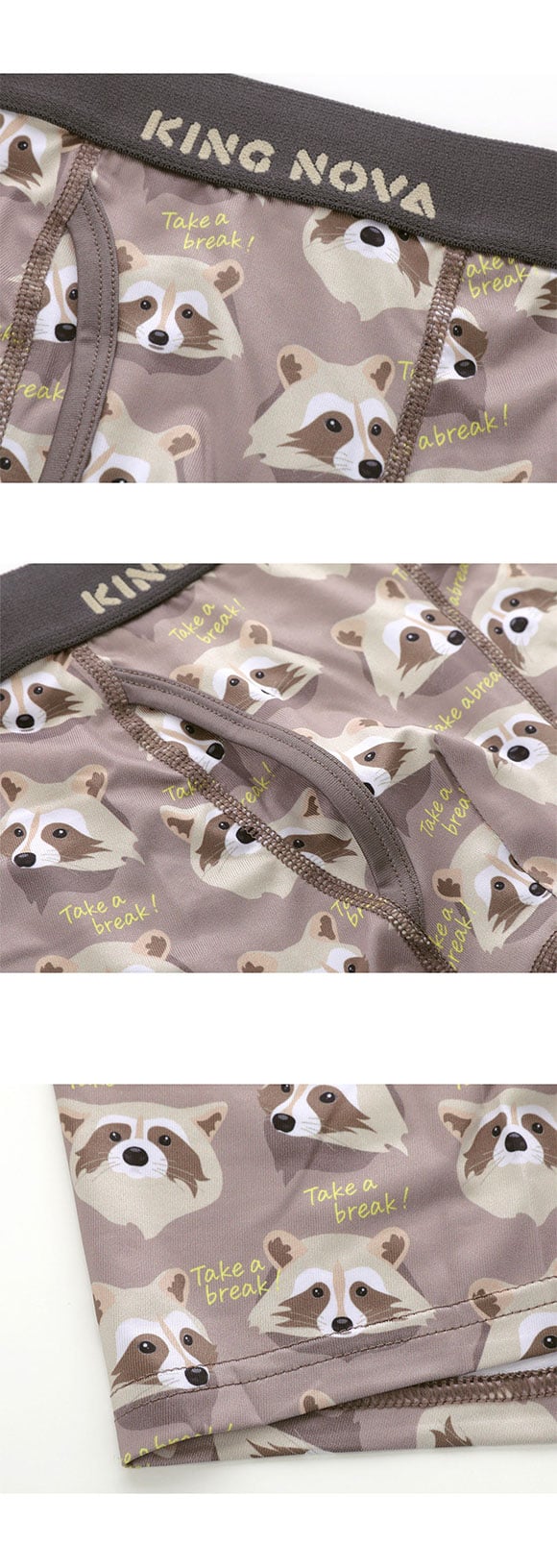 キングノバ あらいぐま柄 ボクサーパンツ メンズ 前あき  M L LL ストレッチ プリント 大きいサイズ 贈り物 ギフト KING NOVA