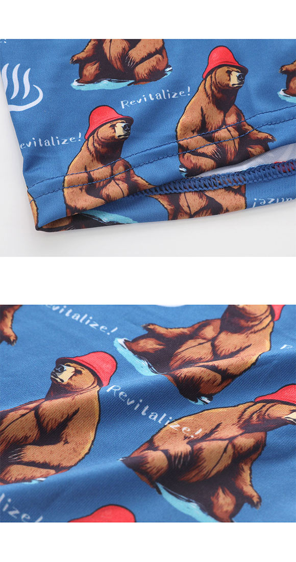 キングノバ サウナーくま柄 ボクサーパンツ メンズ 前あき  M L LL ストレッチ プリント 大きいサイズ 贈り物 ギフト KING NOVA