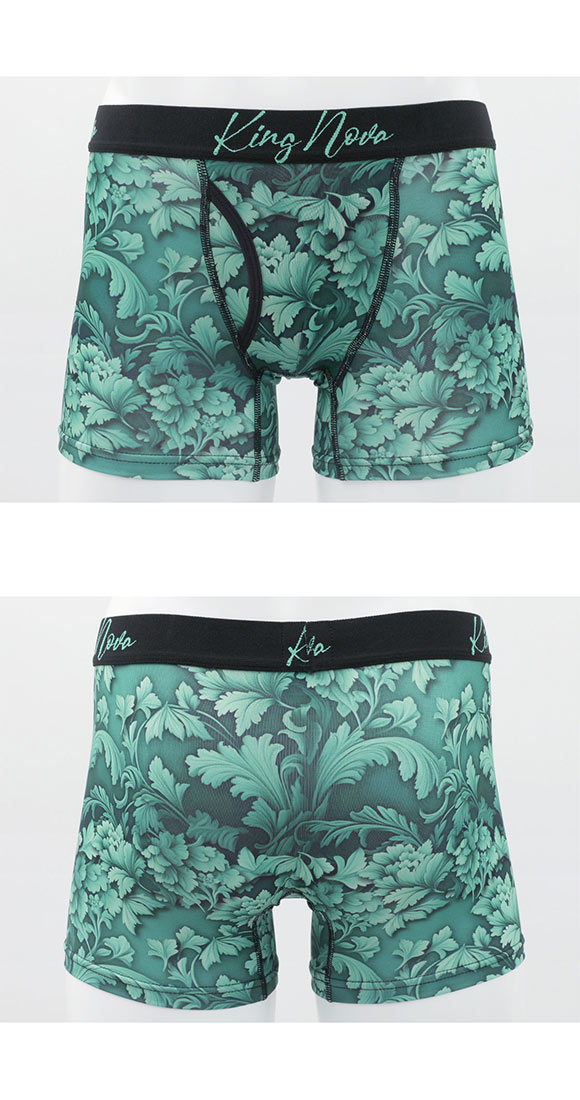 キングノバ ゴシックボタニカル柄 ボクサーパンツ メンズ 前あき M L LL ビキニ ブリーフ プリント 大きいサイズ KING NOVA