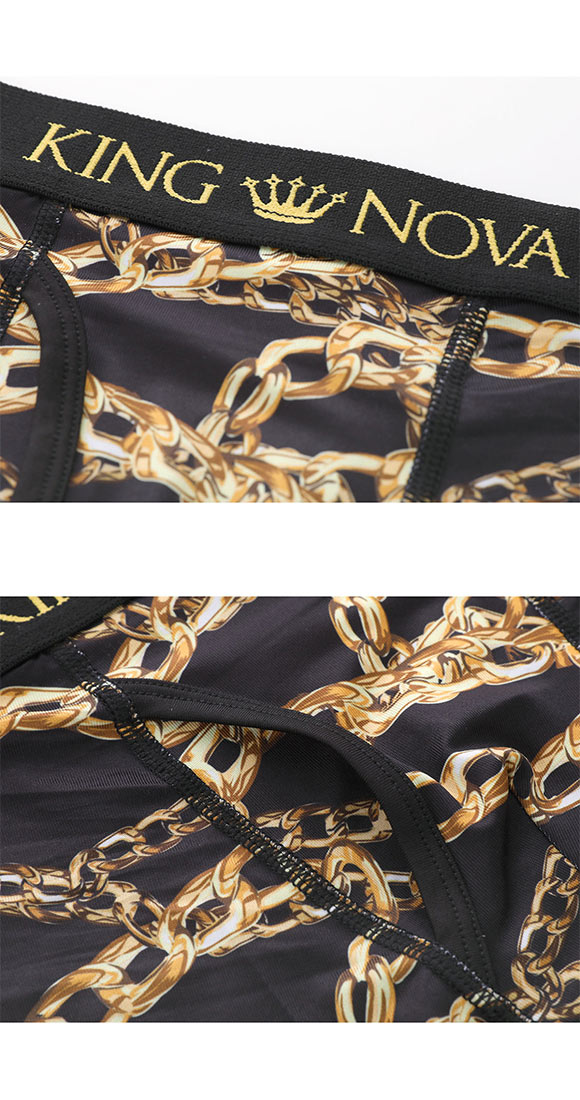 キングノバ チェーン柄 ボクサーパンツ メンズ 前開き M L LL ストレッチ プリント 大きいサイズ KING NOVA ギフト プレゼント