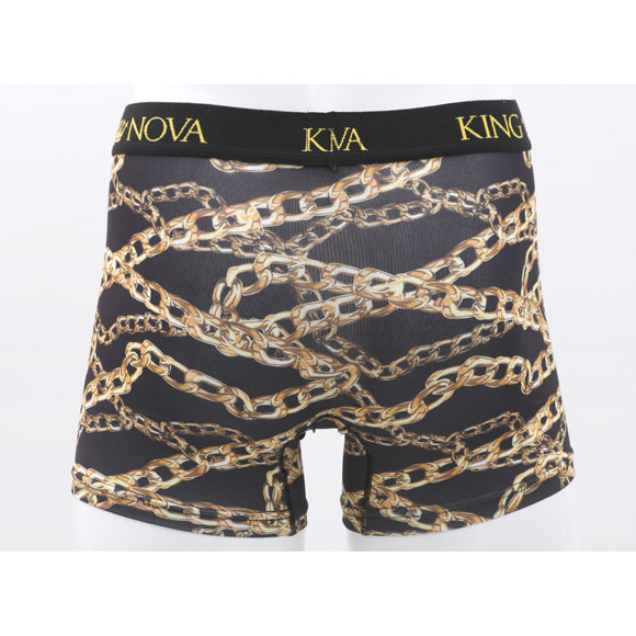 キングノバ チェーン柄 ボクサーパンツ メンズ 前開き M L LL ストレッチ プリント 大きいサイズ KING NOVA ギフト プレゼント