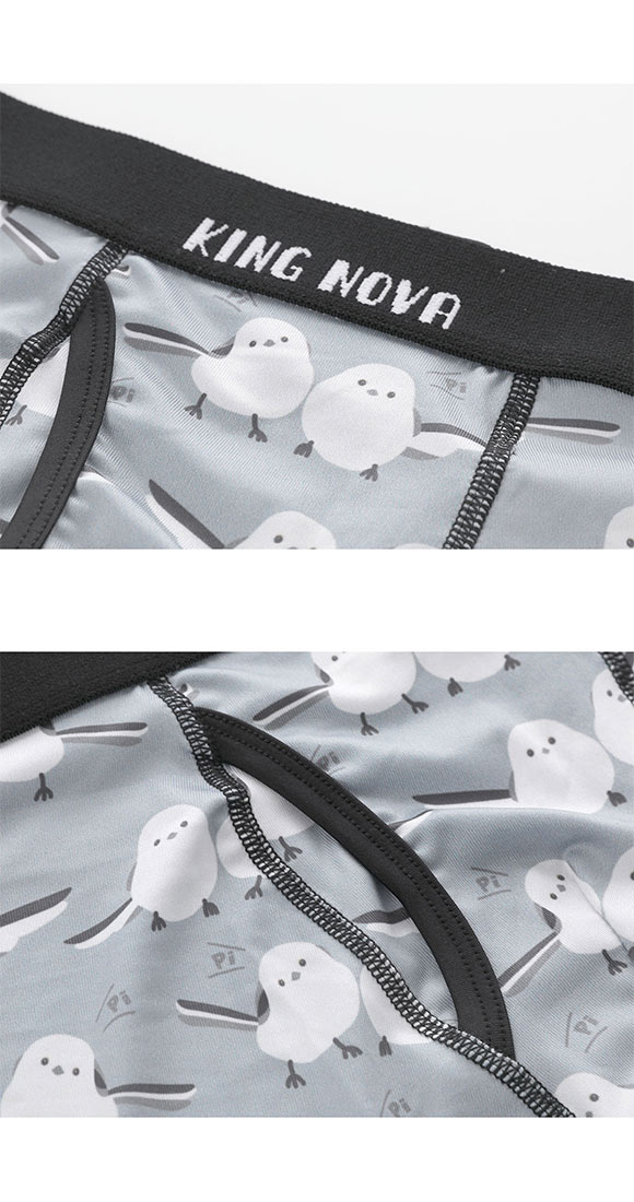 キングノバ シマエナガ ボクサーパンツ メンズ 前あき M L LL ストレッチ プリント 大きいサイズ 贈り物 ギフト KING NOVA