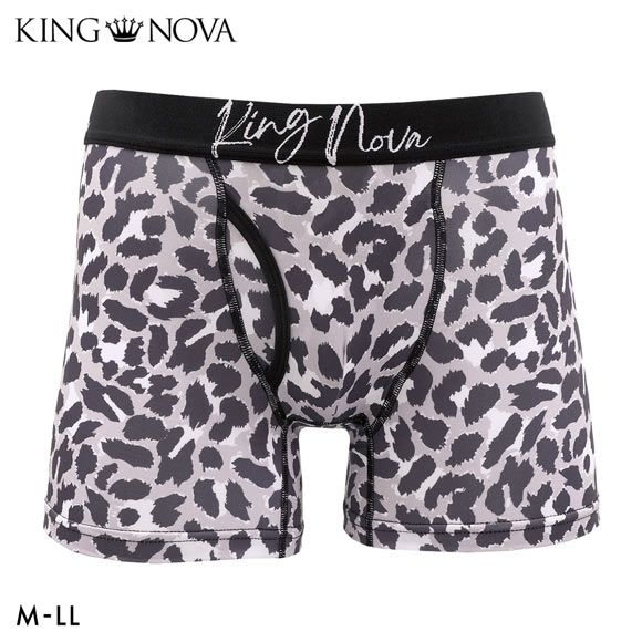 キングノバ ヒョウ ボクサーパンツ メンズ 前あき M L LL ストレッチ プリント 大きいサイズ 贈り物 ギフト KING NOVA