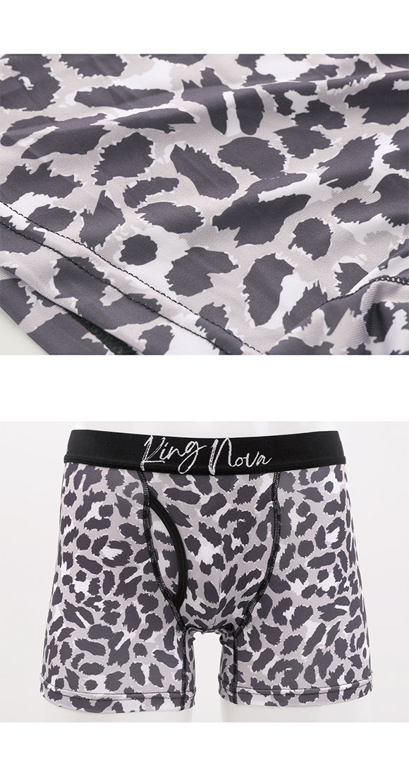 キングノバ ヒョウ ボクサーパンツ メンズ 前あき M L LL ストレッチ プリント 大きいサイズ 贈り物 ギフト KING NOVA