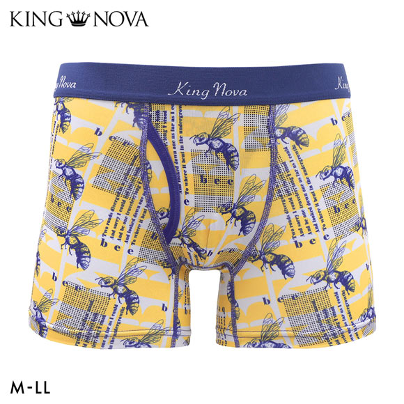 キングノバ ハチ柄 ボクサーパンツ メンズ 前あき M L LL ストレッチ プリント 大きいサイズ 贈り物 ギフト KING NOVA