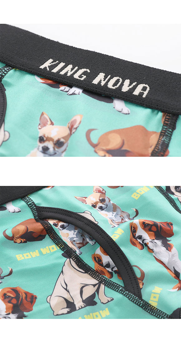 キングノバ わんこ柄 ボクサーパンツ メンズ 前あき M L LL ストレッチ プリント 大きいサイズ 贈り物 ギフト KING NOVA
