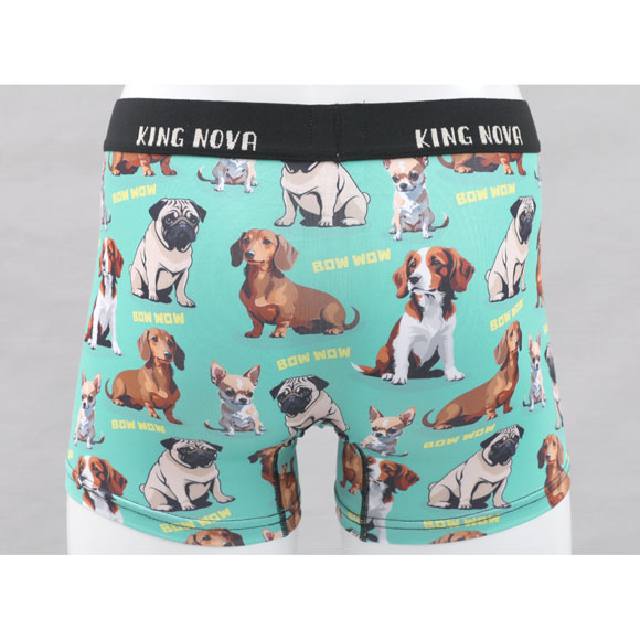 キングノバ わんこ柄 ボクサーパンツ メンズ 前あき M L LL ストレッチ プリント 大きいサイズ 贈り物 ギフト KING NOVA