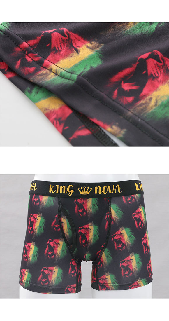 キングノバ レゲエライオン柄 ボクサーパンツ メンズ 前あき  M L LL ストレッチ プリント 大きいサイズ 贈り物 ギフト KING NOVA