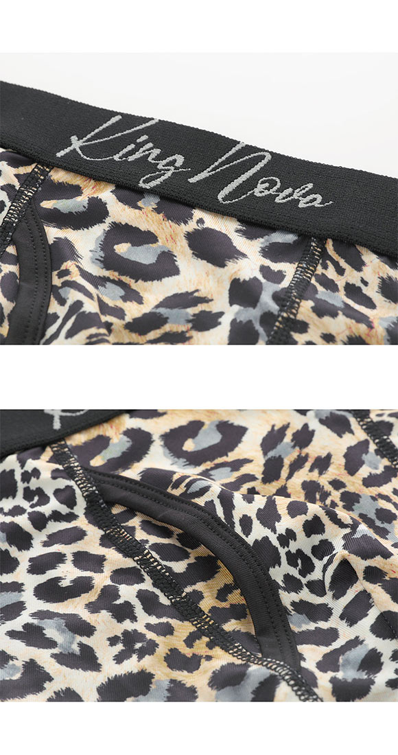 キングノバ ヒョウ ボクサーパンツ メンズ 前あき  M L LL ストレッチ プリント 大きいサイズ 贈り物 ギフト KING NOVA