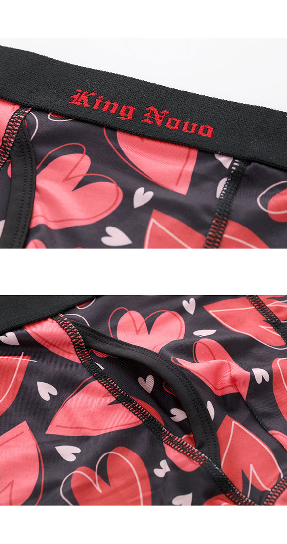 キングノバ ハート柄 ボクサーパンツ メンズ 前あき M L LL ストレッチ プリント 大きいサイズ 贈り物 ギフト KING NOVA