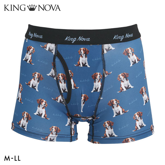 キングノバ わんこ柄 ボクサーパンツ メンズ 前あき M L LL ストレッチ プリント 大きいサイズ 贈り物 ギフト KING NOVA