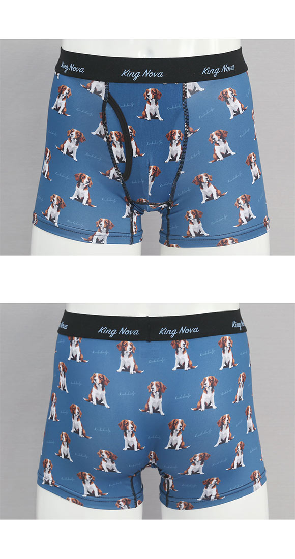キングノバ わんこ柄 ボクサーパンツ メンズ 前あき M L LL ストレッチ プリント 大きいサイズ 贈り物 ギフト KING NOVA