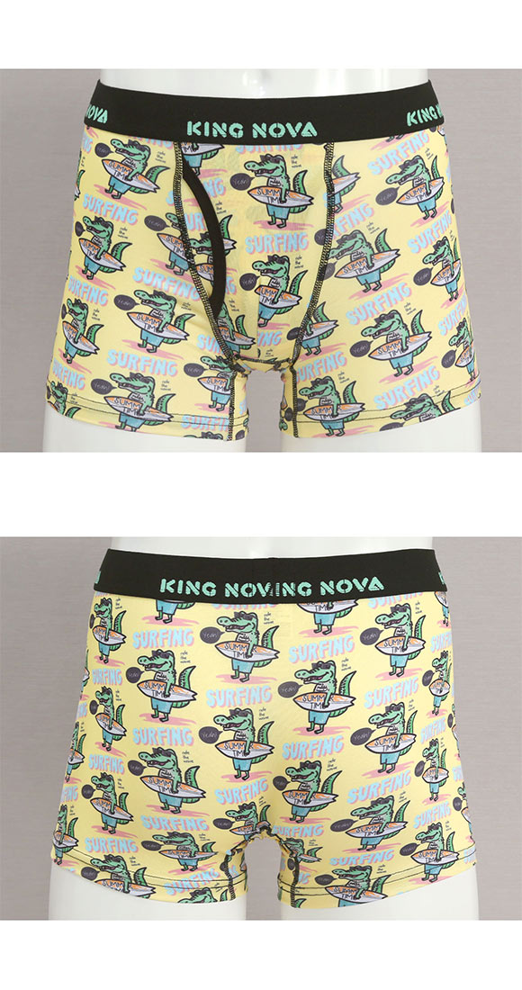 キングノバ ワニ柄 ボクサーパンツ メンズ 前あき M L LL ストレッチ プリント 大きいサイズ 贈り物 ギフト KING NOVA
