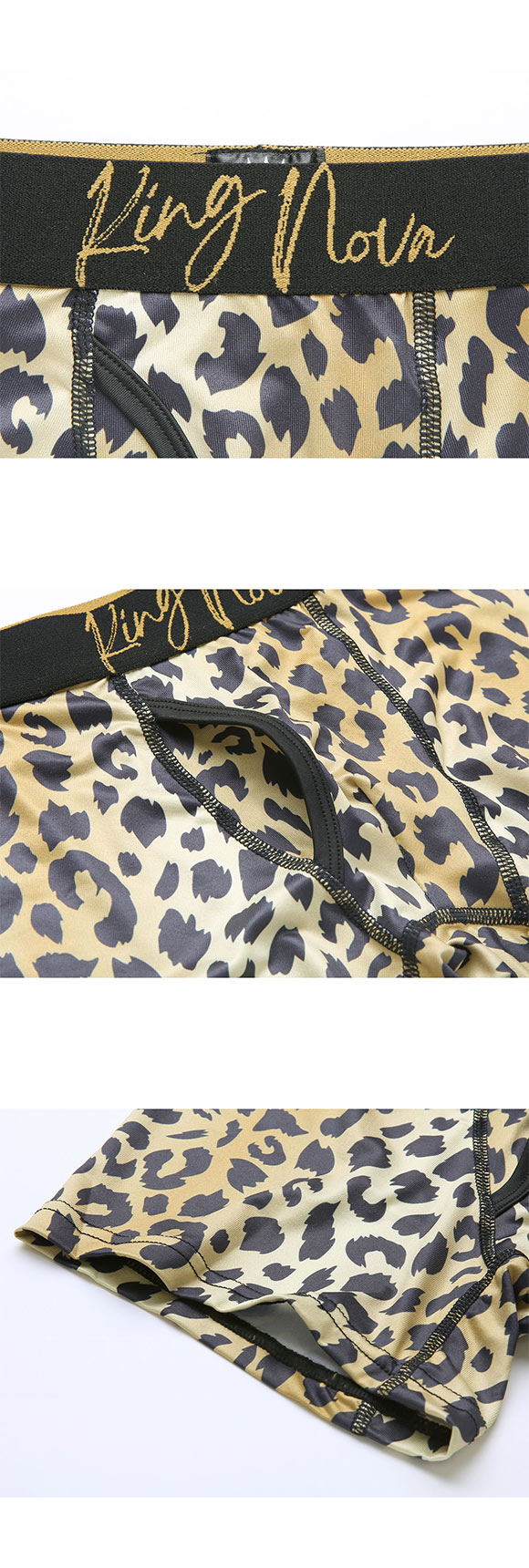 キングノバ ヒョウ ボクサーパンツ メンズ 前あき M L LL ストレッチ プリント 大きいサイズ 贈り物 ギフト KING NOVA